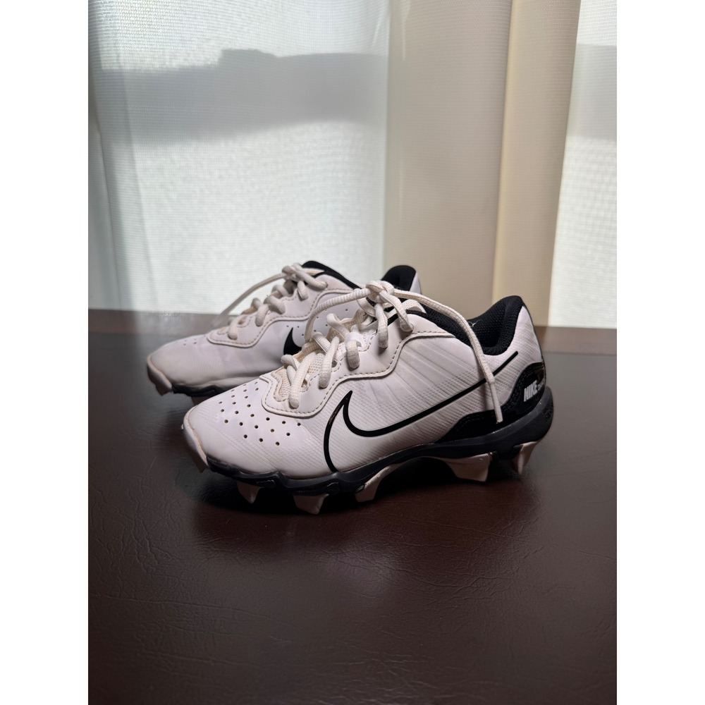 Nike Alpha Huarache 4 Keystone Baseball Cleats White Black DJ6525-101 Kids 1Y
